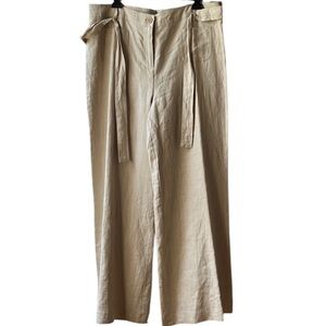 Lucy & Laurel size 14 Beige 100% linen high waisted wide leg pants